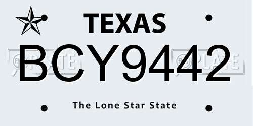 BCY9442 Texas License Plate