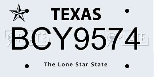 BCY9574 Texas License Plate