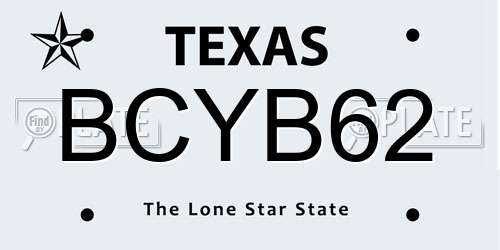 BCYB62 Texas License Plate
