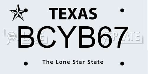 BCYB67 Texas License Plate