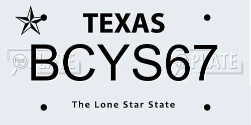 BCYS67 Texas License Plate