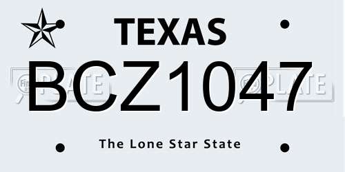 BCZ1047 Texas License Plate