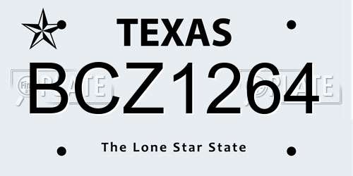 BCZ1264 Texas License Plate