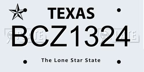 BCZ1324 Texas License Plate