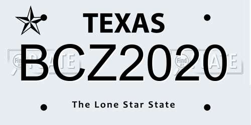 BCZ2020 Texas License Plate