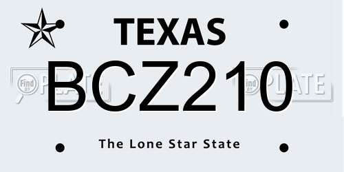 BCZ210 Texas License Plate