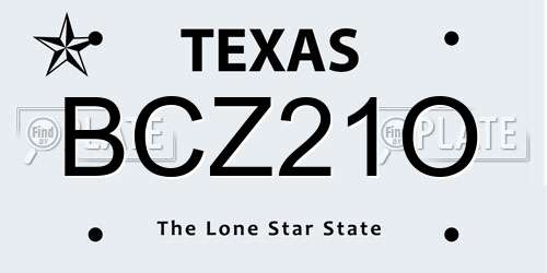 BCZ21O Texas License Plate