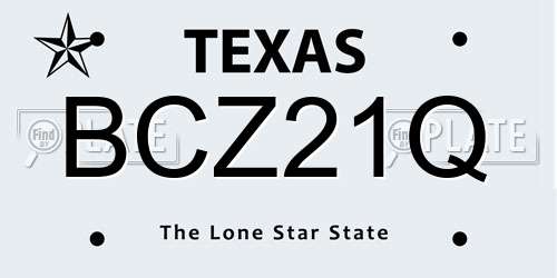 BCZ21Q Texas License Plate