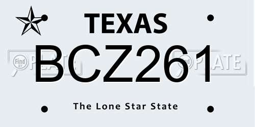 BCZ261 Texas License Plate