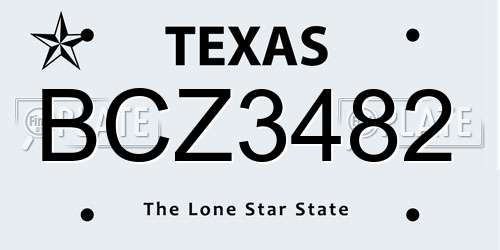 BCZ3482 Texas License Plate