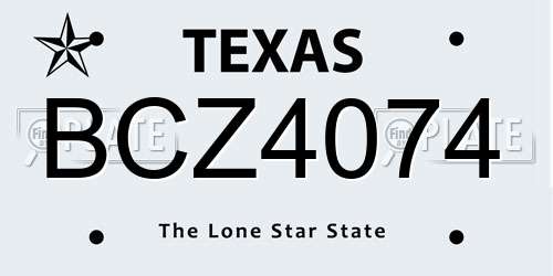 BCZ4074 Texas License Plate