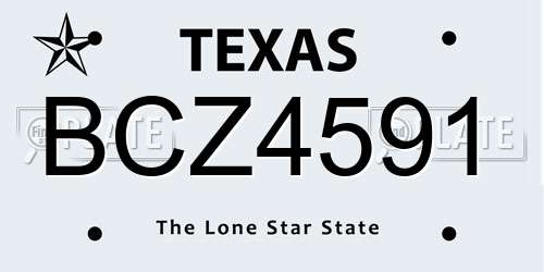 BCZ4591 Texas License Plate