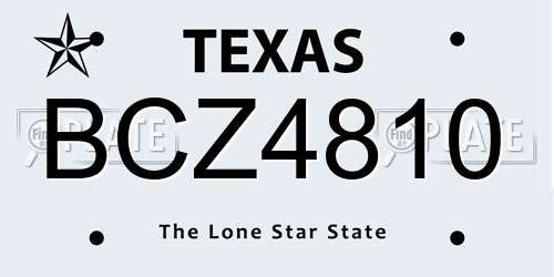 BCZ4810 Texas License Plate