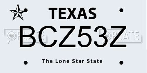 BCZ53Z Texas License Plate
