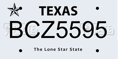 BCZ5595 Texas License Plate