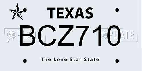 BCZ710 Texas License Plate