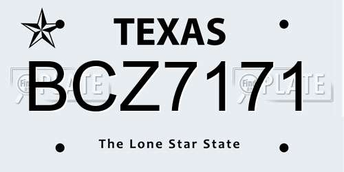 BCZ7171 Texas License Plate