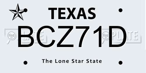 BCZ71D Texas License Plate