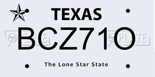 BCZ71O Texas License Plate