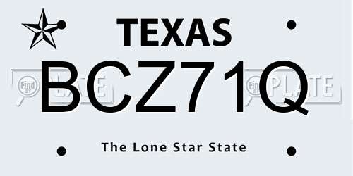BCZ71Q Texas License Plate