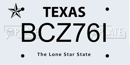 BCZ76I Texas License Plate