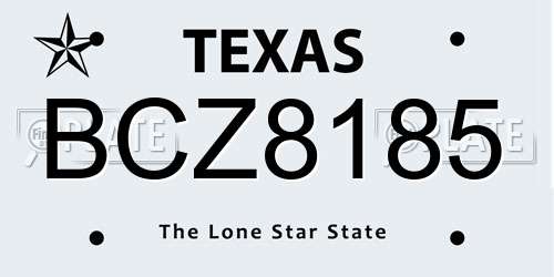 BCZ8185 Texas License Plate