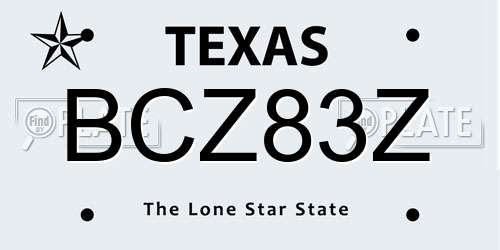 BCZ83Z Texas License Plate