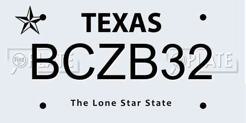 BCZB32 Texas License Plate