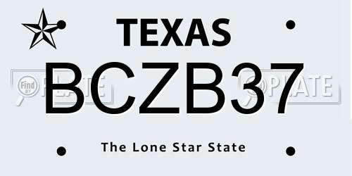 BCZB37 Texas License Plate