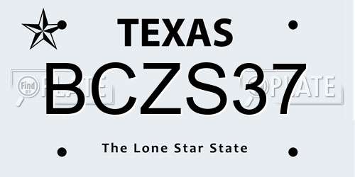 BCZS37 Texas License Plate