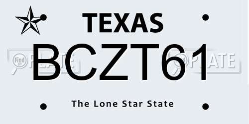 BCZT61 Texas License Plate