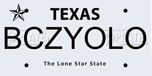 BCZYOLO Texas License Plate