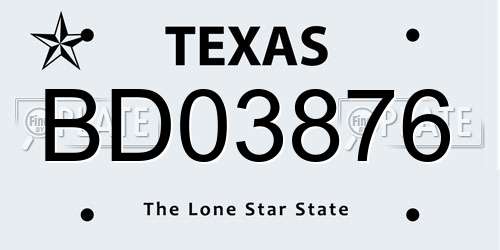 BD03876 Texas License Plate