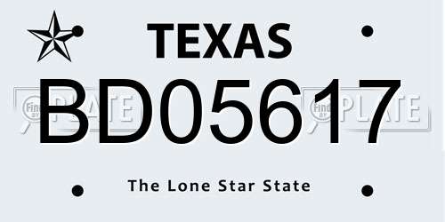 BD05617 Texas License Plate