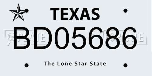 BD05686 Texas License Plate