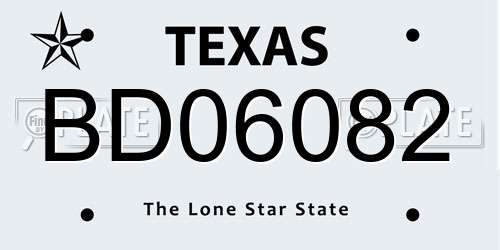 BD06082 Texas License Plate