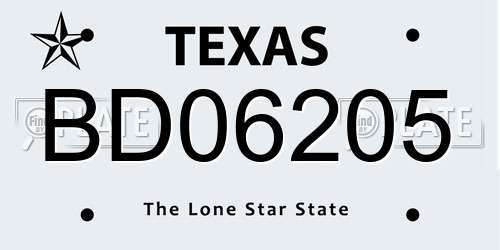 BD06205 Texas License Plate