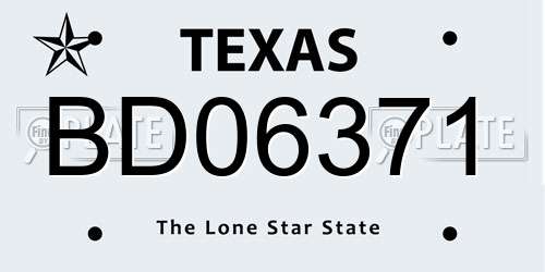 BD06371 Texas License Plate
