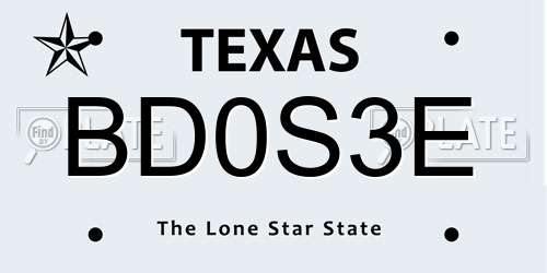 BD0S3E Texas License Plate