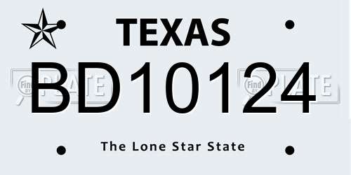 BD10124 Texas License Plate