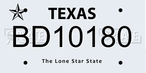 BD10180 Texas License Plate