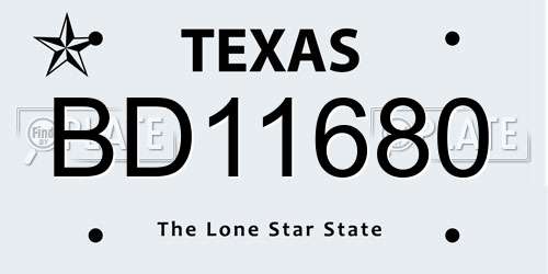 BD11680 Texas License Plate