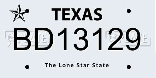 BD13129 Texas License Plate