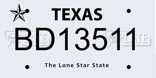 BD13511 Texas License Plate