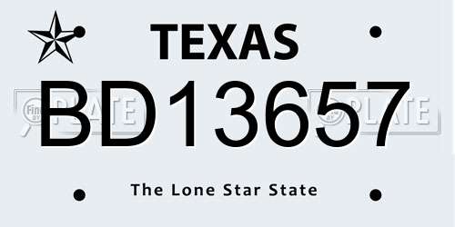 BD13657 Texas License Plate