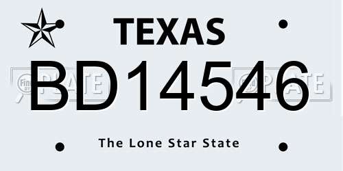 BD14546 Texas License Plate
