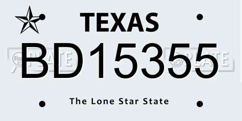 BD15355 Texas License Plate