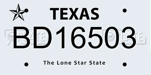 BD16503 Texas License Plate