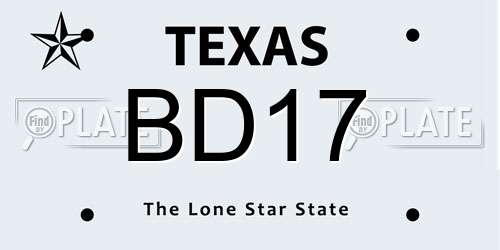 BD17 Texas License Plate