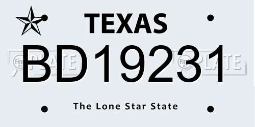 BD19231 Texas License Plate